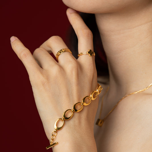 999 Gold Oval Links Bracelet - Top Gold Shop Gold Jewellery in singapore