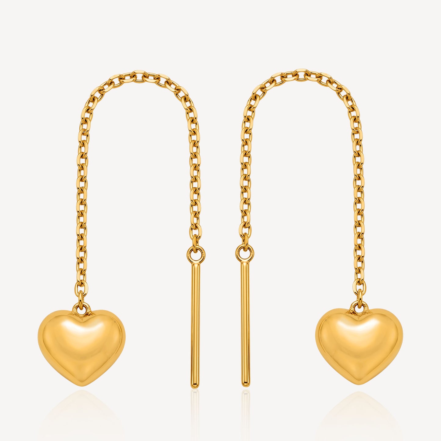 916 Gold 3D Heart String Earring