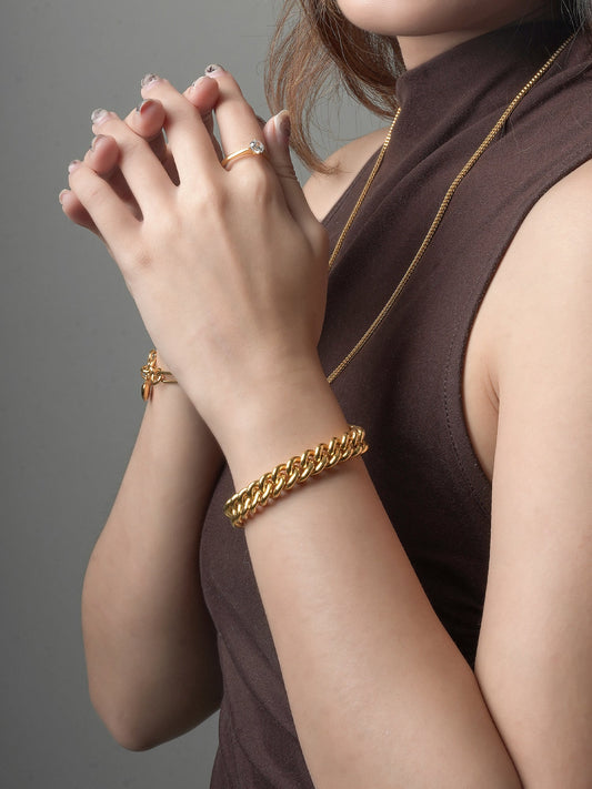 916 Gold Bold Cuban Bracelet