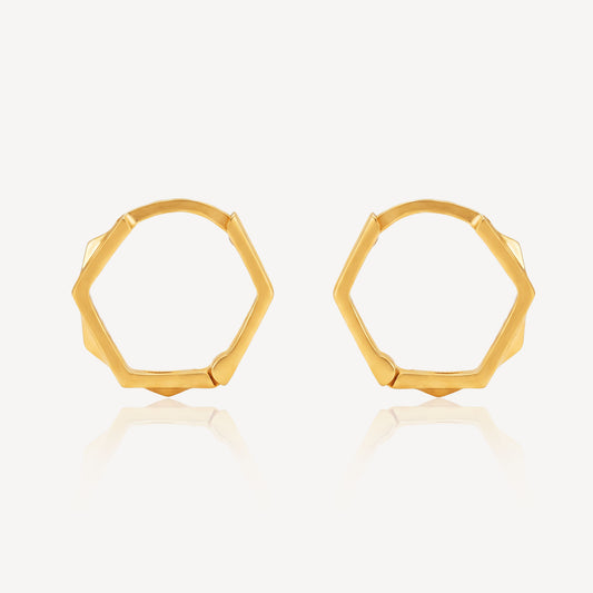 916 Gold Clip Earring (Hexagon)