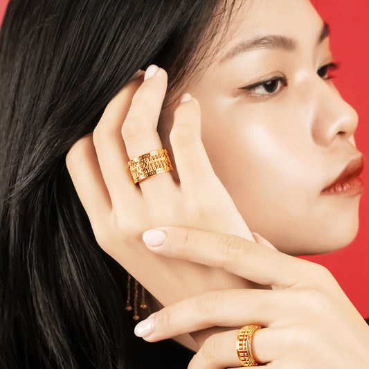 916 Gold Coin Abacus Ring