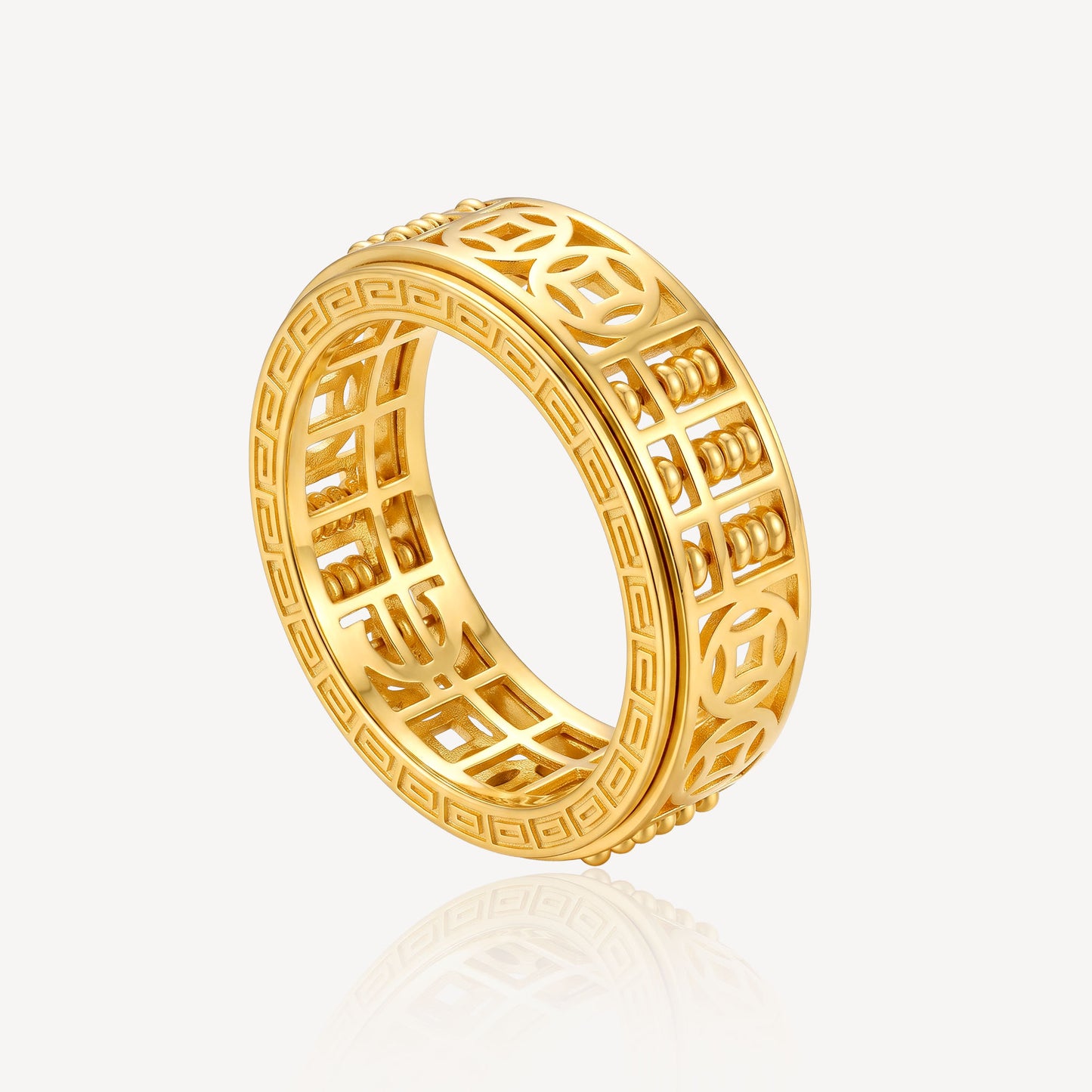 916 Gold Coin Abacus Rotate Ring
