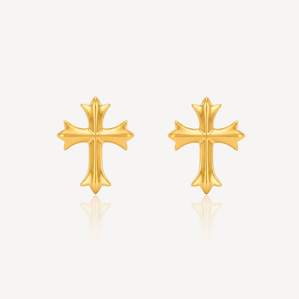 916 Gold Cross Earring
