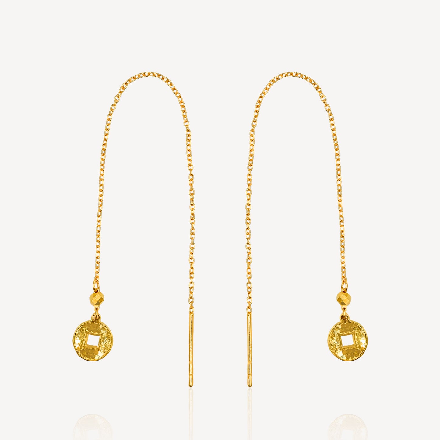 999 Gold Crush Coin Threader Earring
