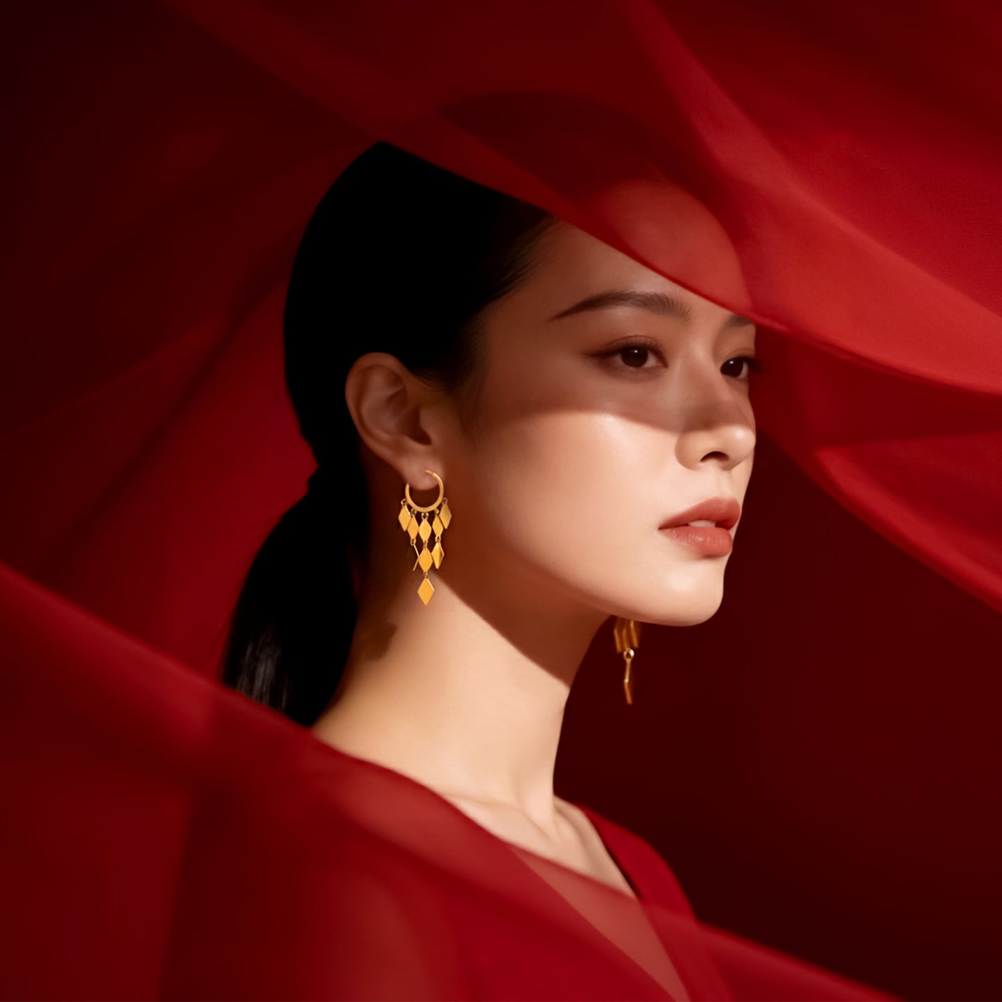 916 Gold Dangling Clip Earring - Top Gold Shop Gold Jewellery in singapore