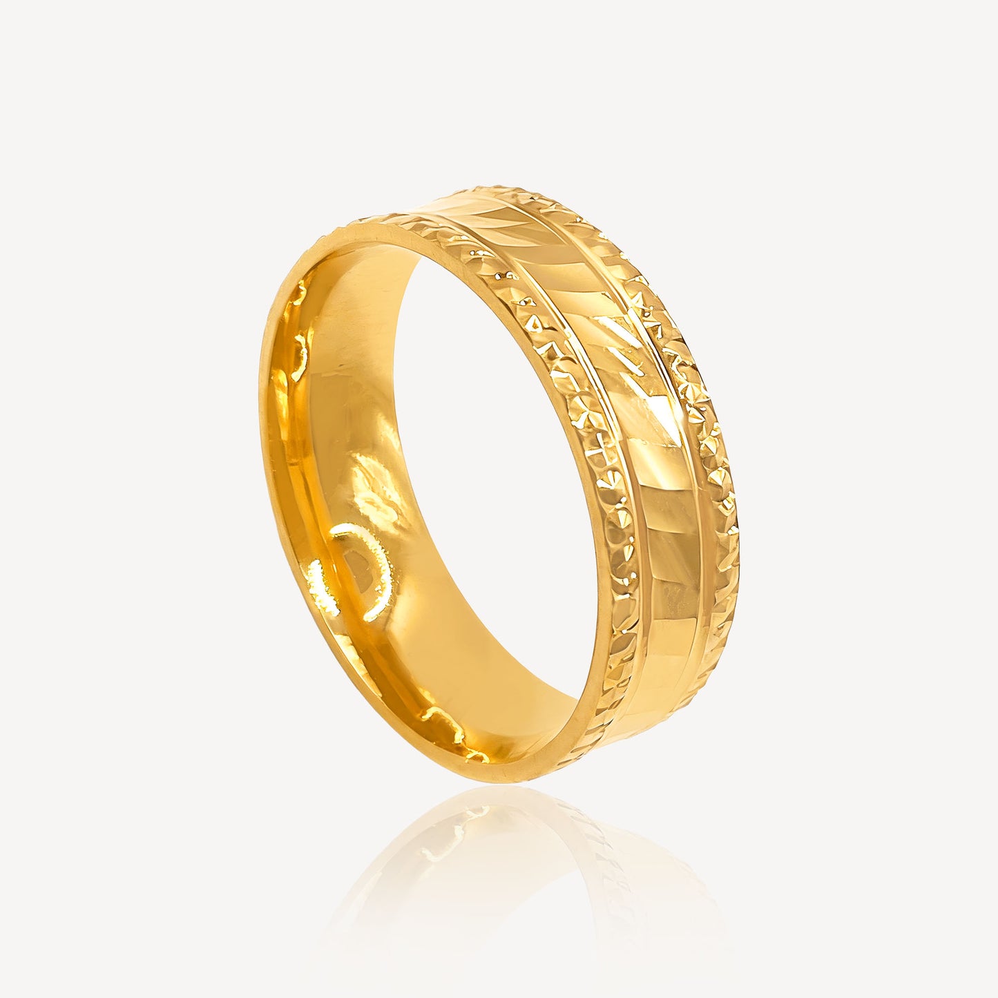 916 Gold Diamond Cut Ring - Top Gold Shop Gold Jewellery in singapore