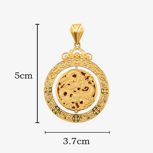 916 Gold Dragon Rotate Pendant