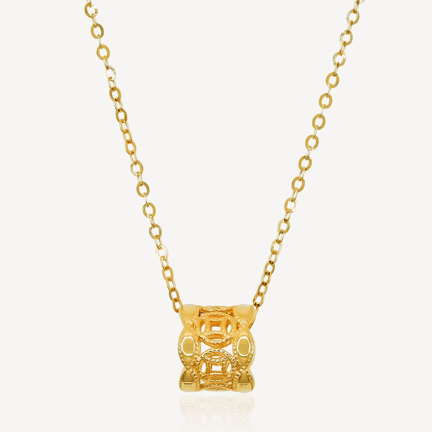 916 Gold Drum Coin Necklace