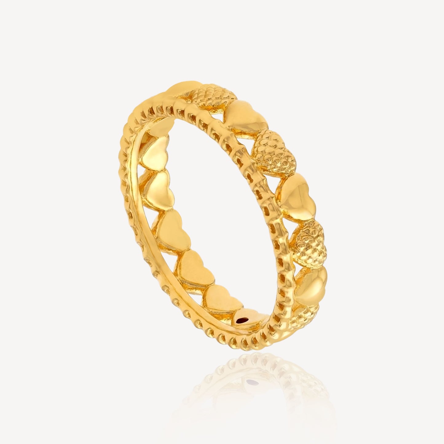 916 Gold Hearts Line Ring