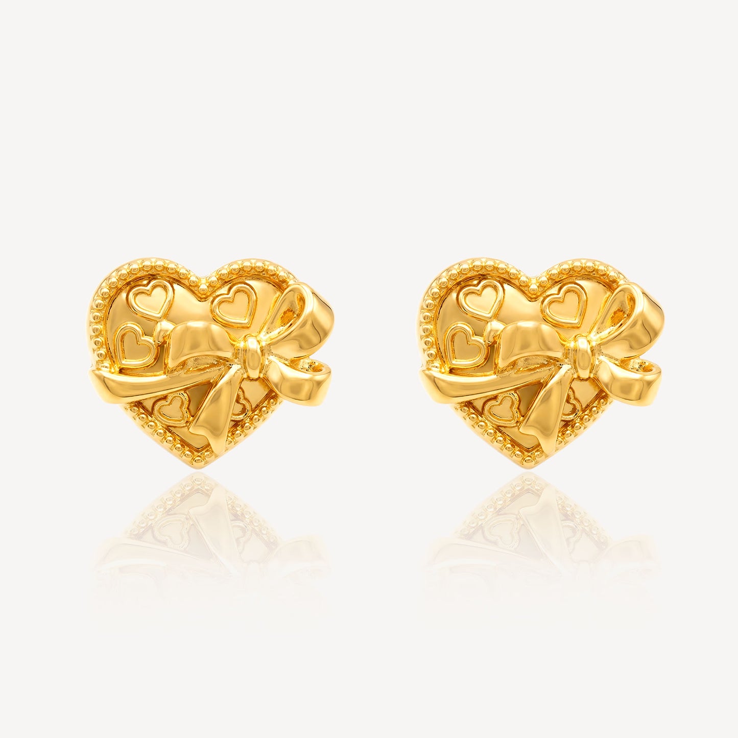 916 Gold Hollow LoveRibbon Earring