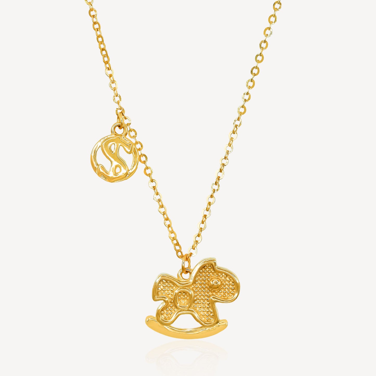 916 Gold Horse and Dollar Necklace