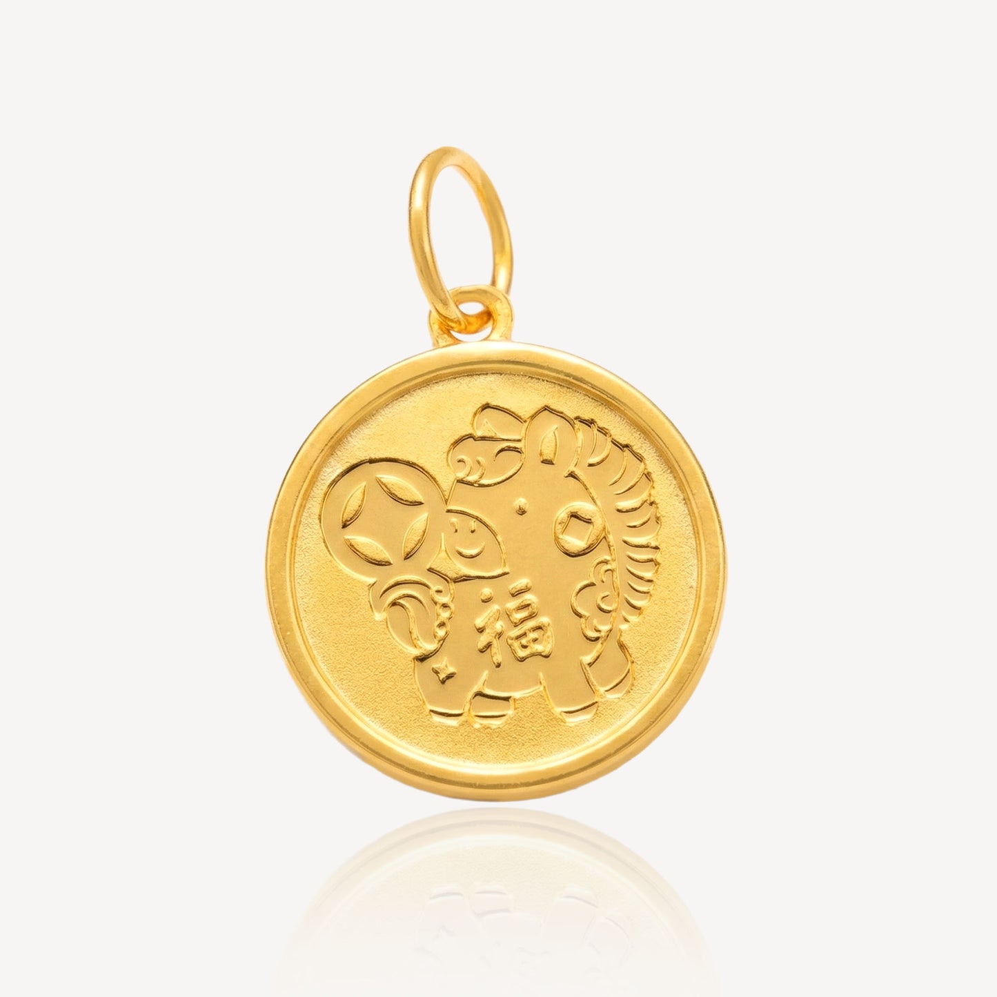 916 Gold Horse with Word Pendant - Top Gold Shop Gold Jewellery in singapore