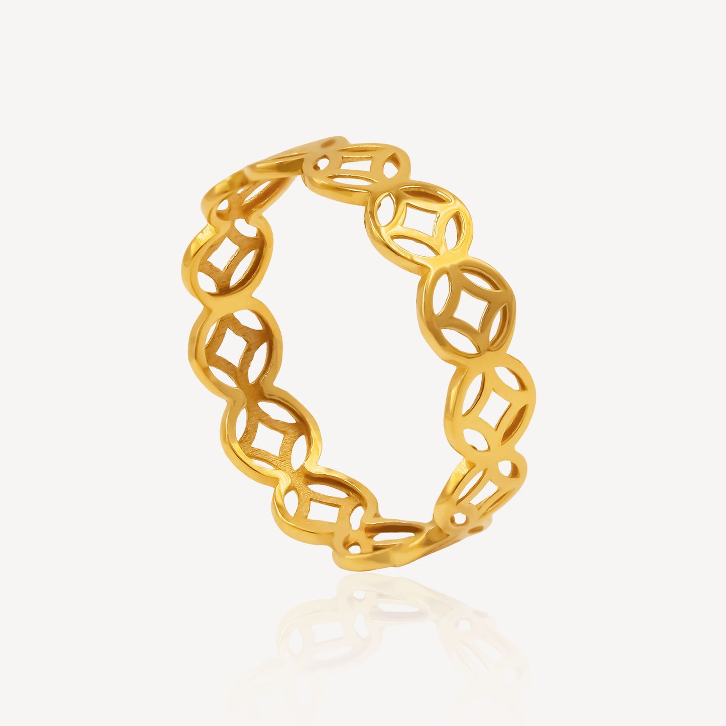 916 Gold Thin Coin Ring