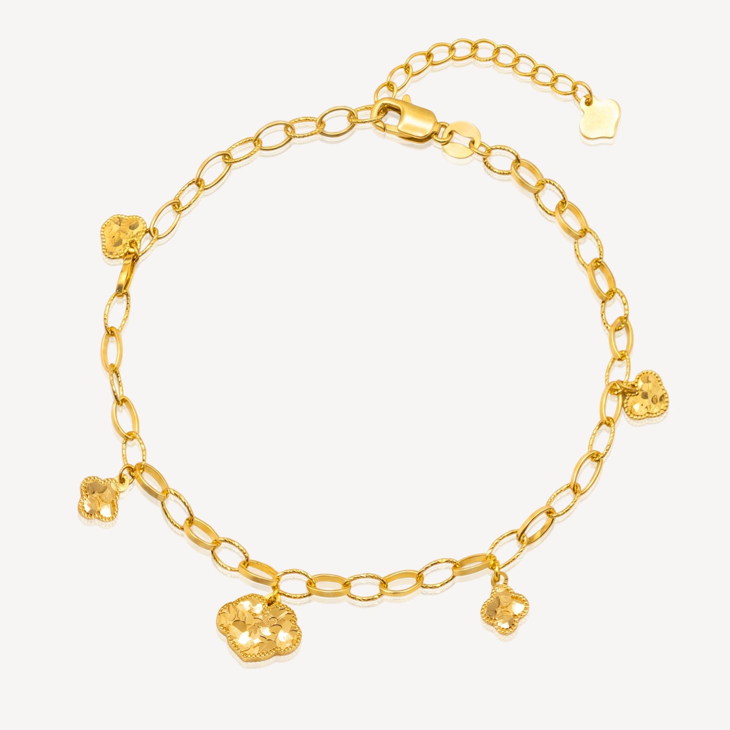 916 Gold Lock,4leaf Link Bracelet