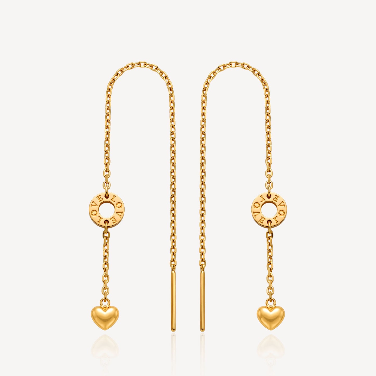 916 Gold Love Circle String Earring