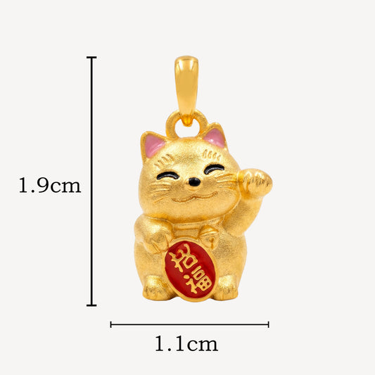 916 Gold Lucky Cat Pendant