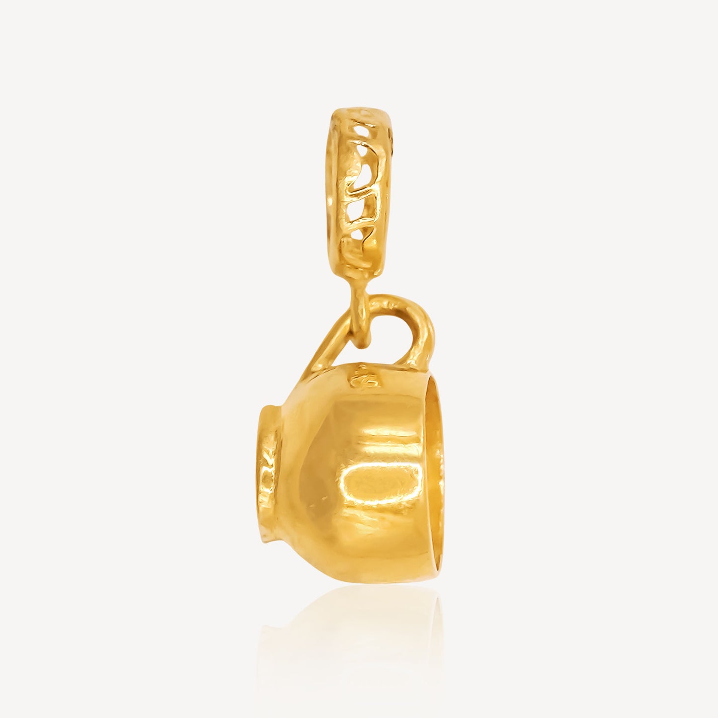 916 Gold Golden Tea cup Charm