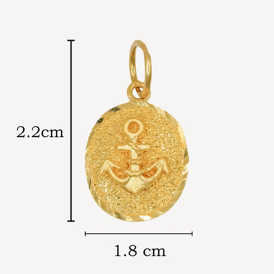 916 Gold Oval Anchor Pendant - Top Gold Shop Gold Jewellery in singapore