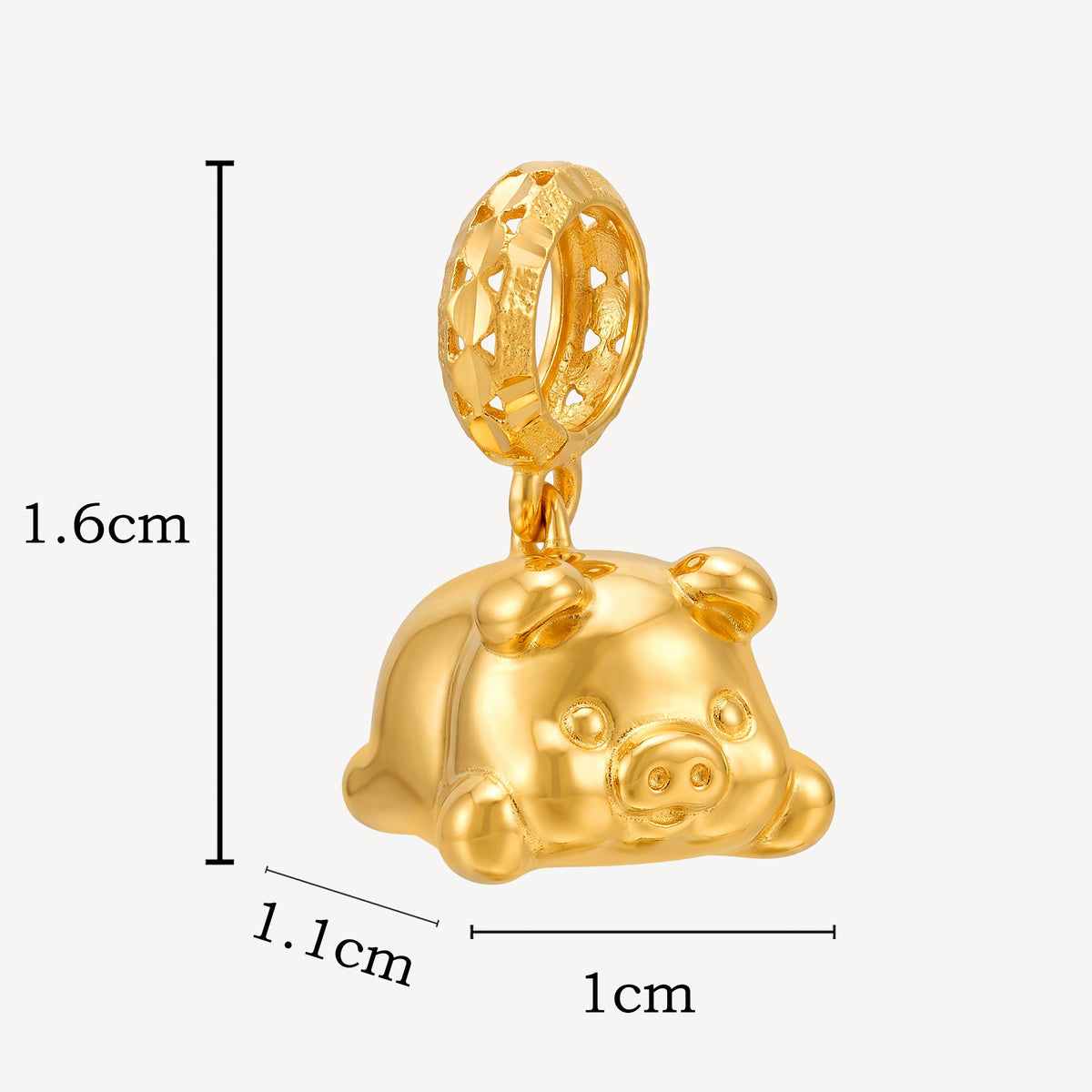 916 Gold Piggy Charm