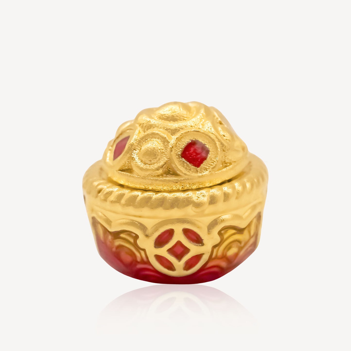 999 Gold Red Bucket Charm (Spinning)