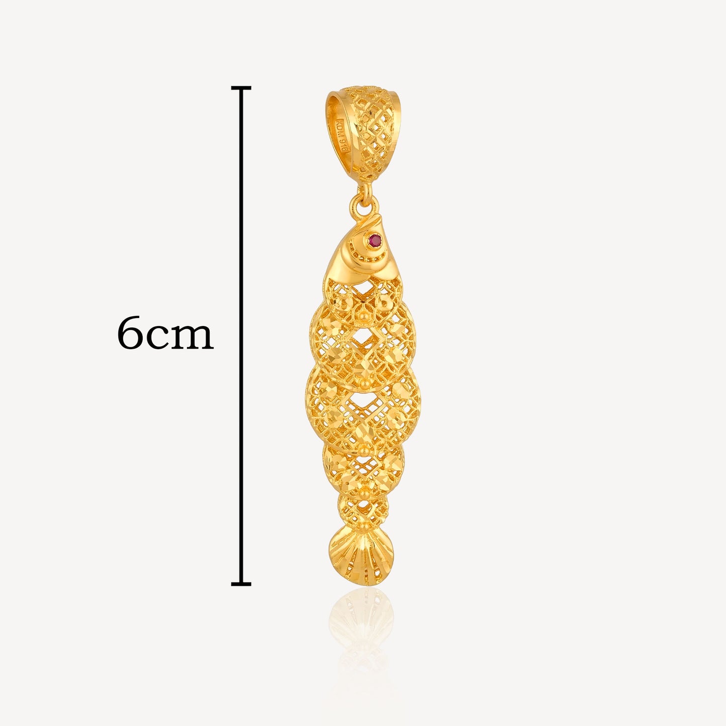916 Gold Shiny 5 Coin Fish Pendant (Medium)
