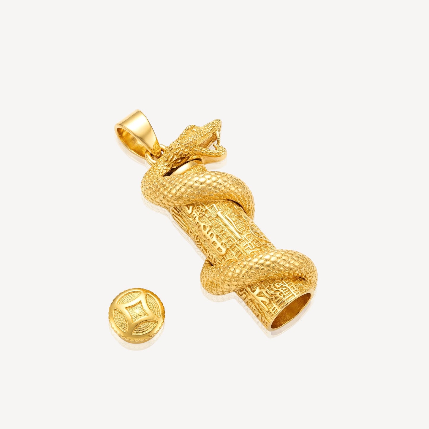 916 Gold Snake Pillar Pendant