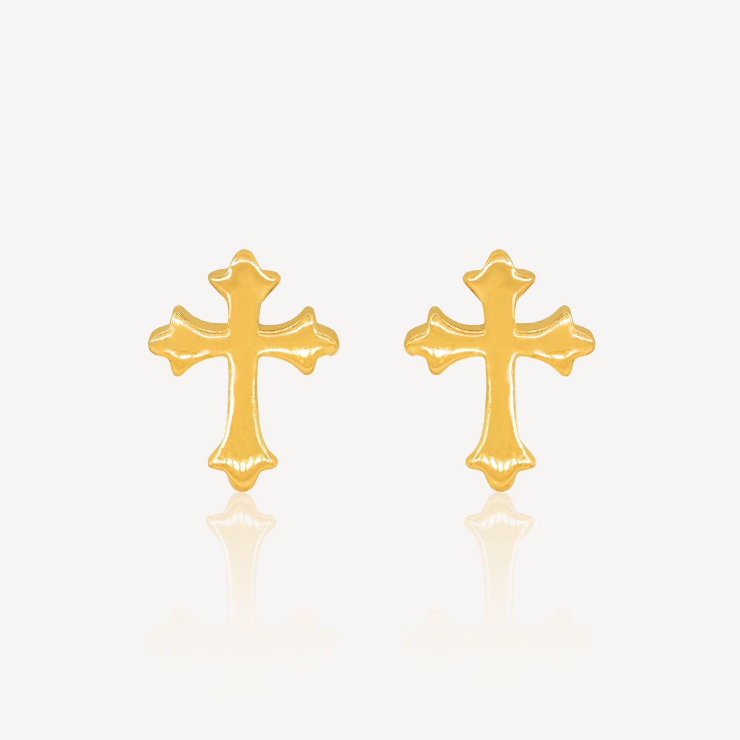 916 金十字架耳环