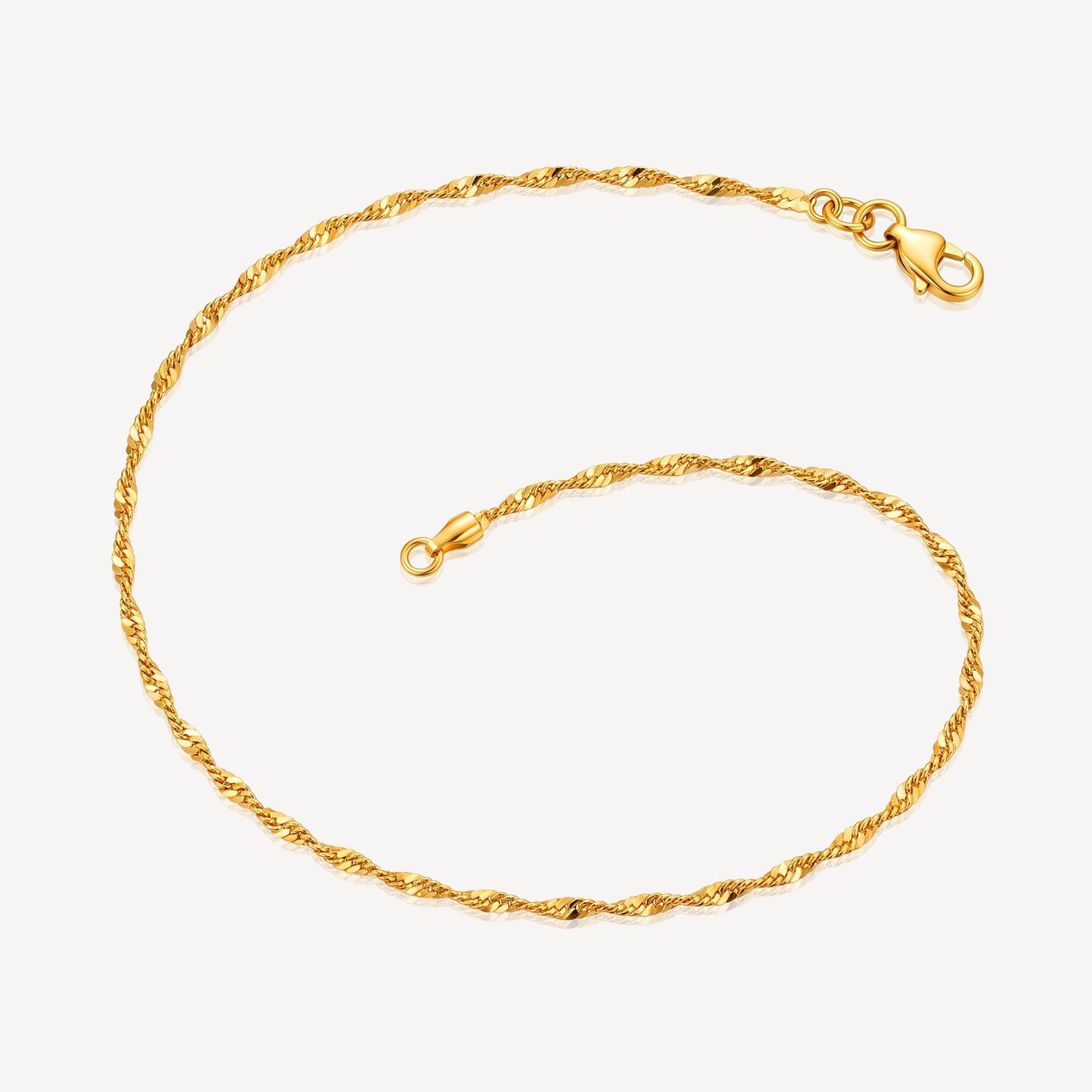 916 Gold Water Wave Anklet