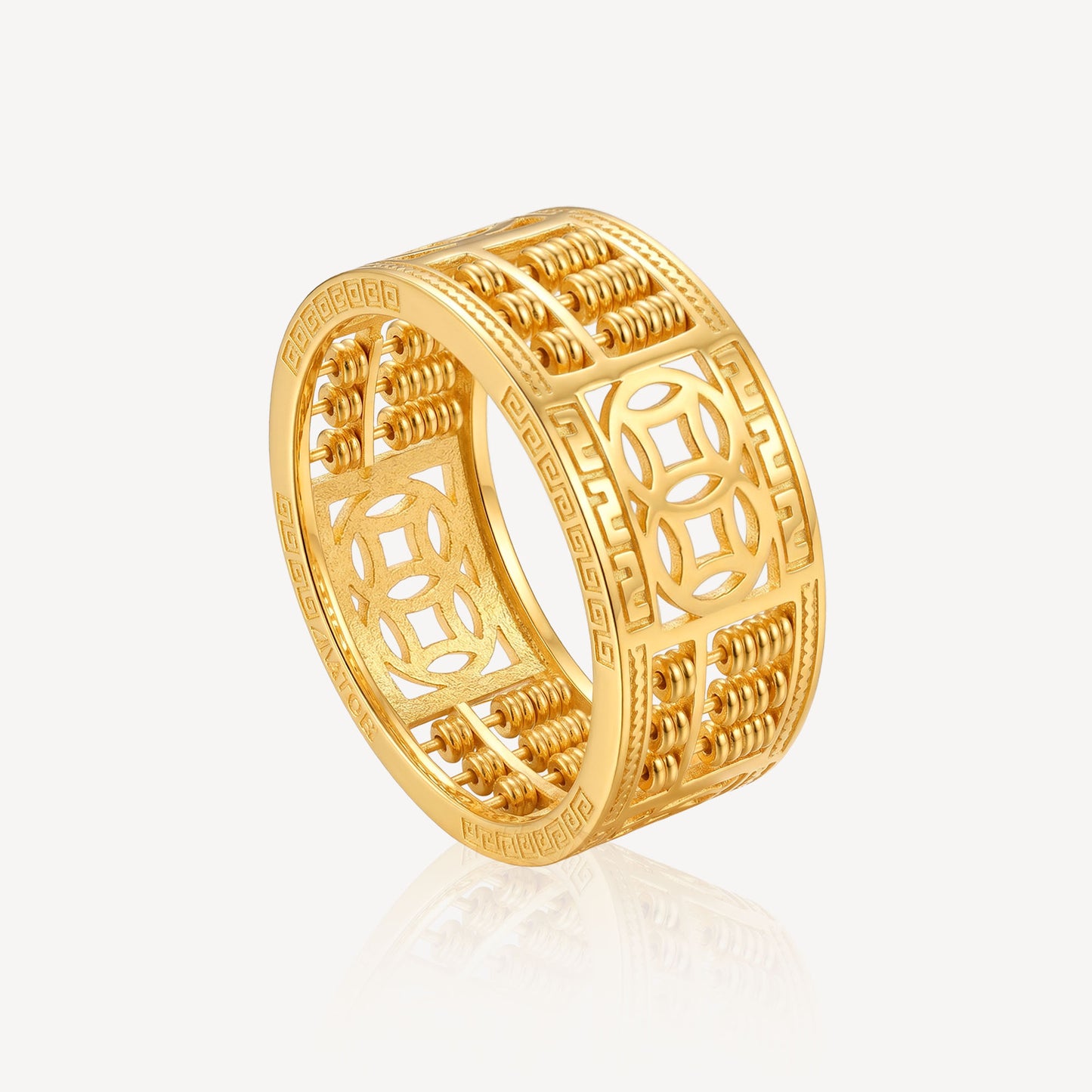 916 Gold 發财 Coin Abacus Ring