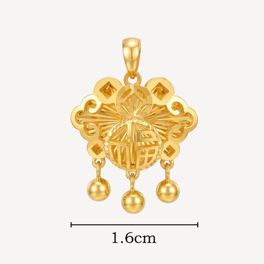 916 Gold 福 平安锁 Pendant