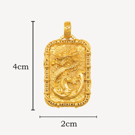 916 Gold 龙马精神 Pendant (Small)