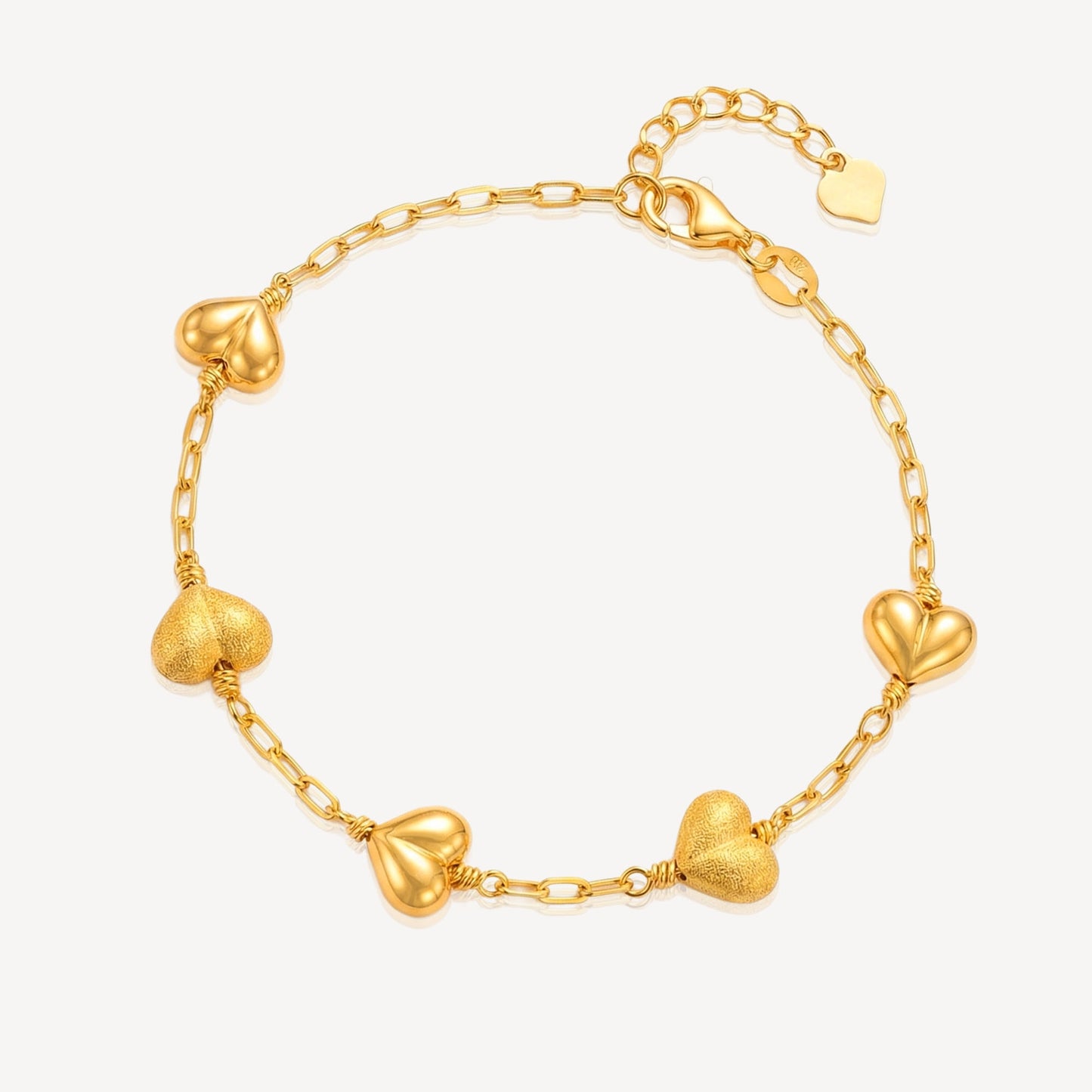 999 Gold 3DHeartlink Bracelet