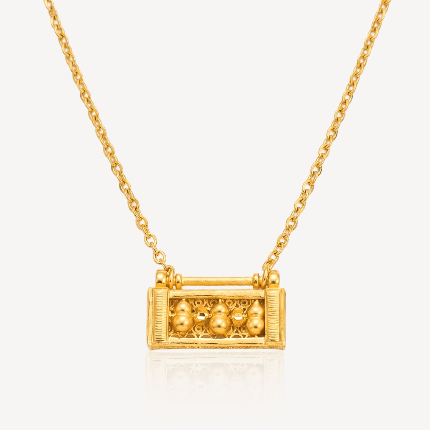 999 Gold Abacus Lock Necklace