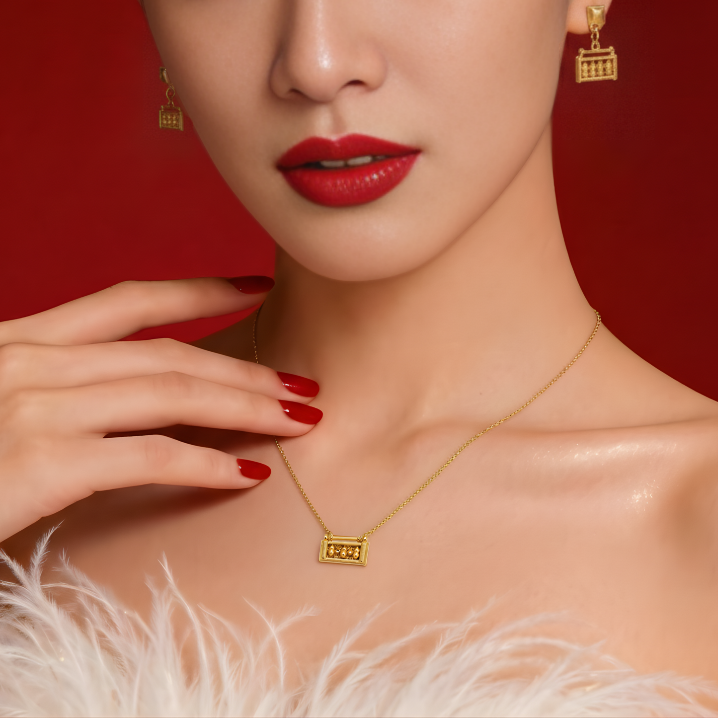 999 Gold Abacus Lock Earring