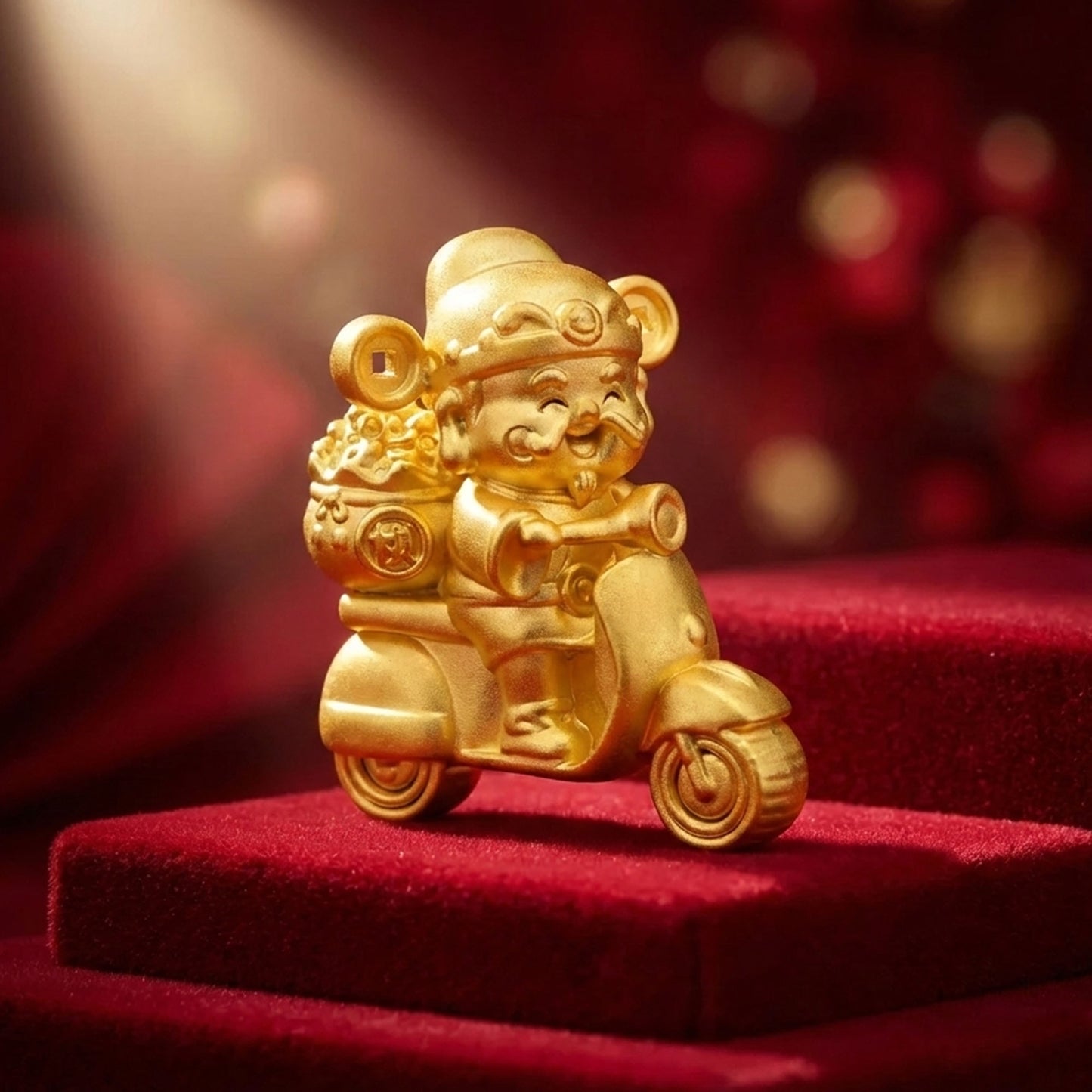 999 Gold Cai Shen Scooter Ornament