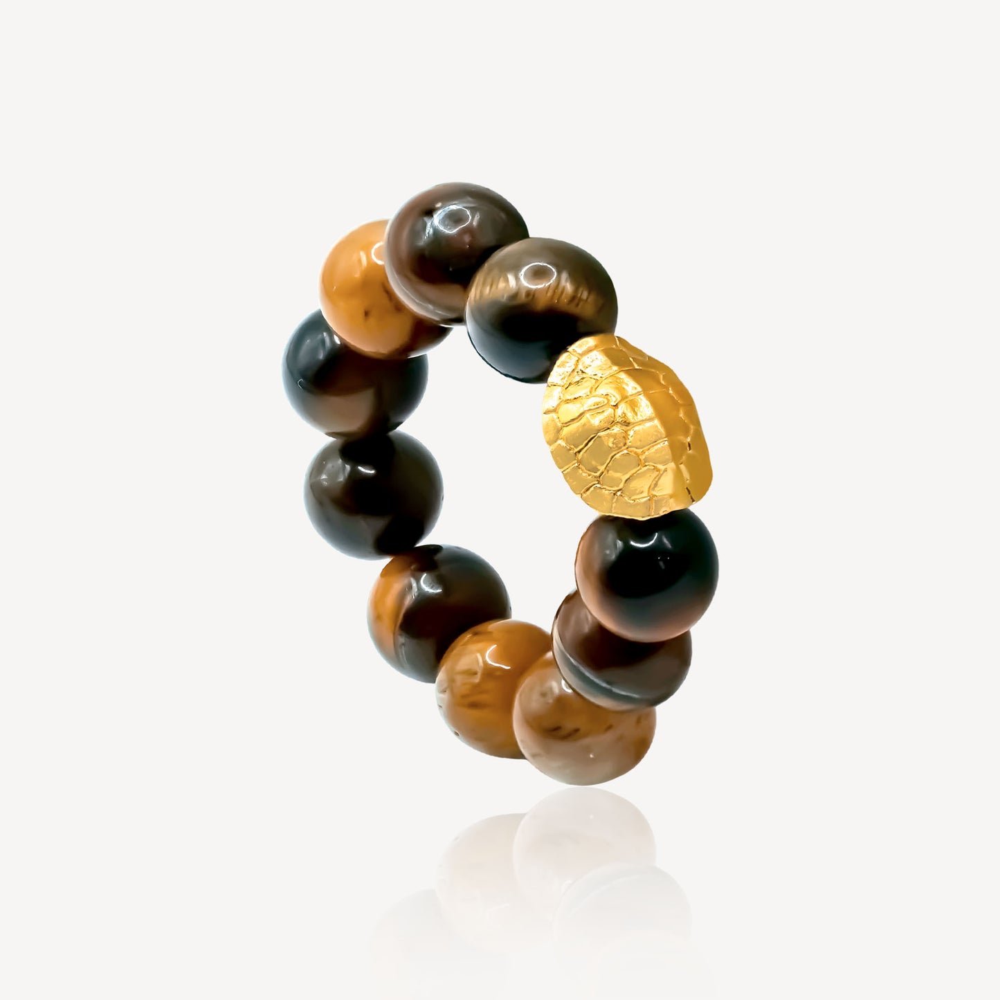 999 Gold Tigereyes Beaded Turtle Ring