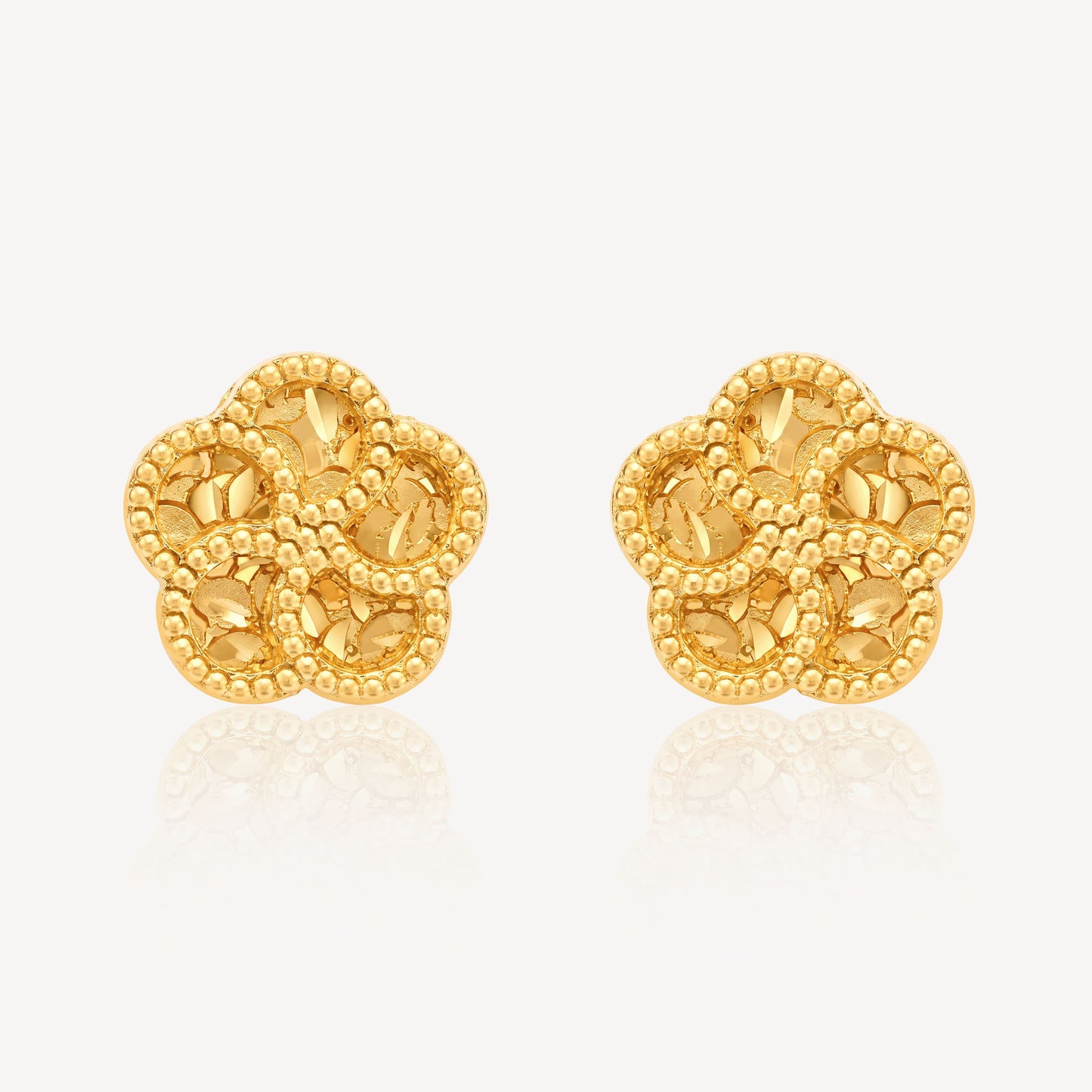 999 Gold Crush Floral Earring