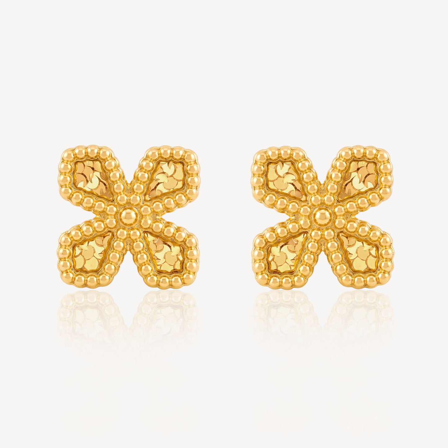 999 Gold Crush Flower Earring