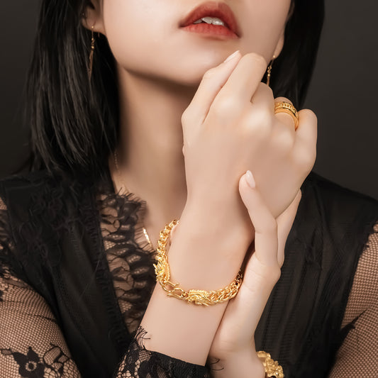999 Gold Dragon Weave Bracelet - Top Gold Shop Gold Jewellery in singapore