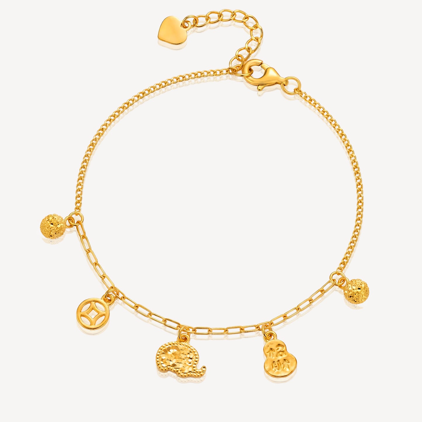 999 Gold Elephant, Coin, Hulu Bracelet