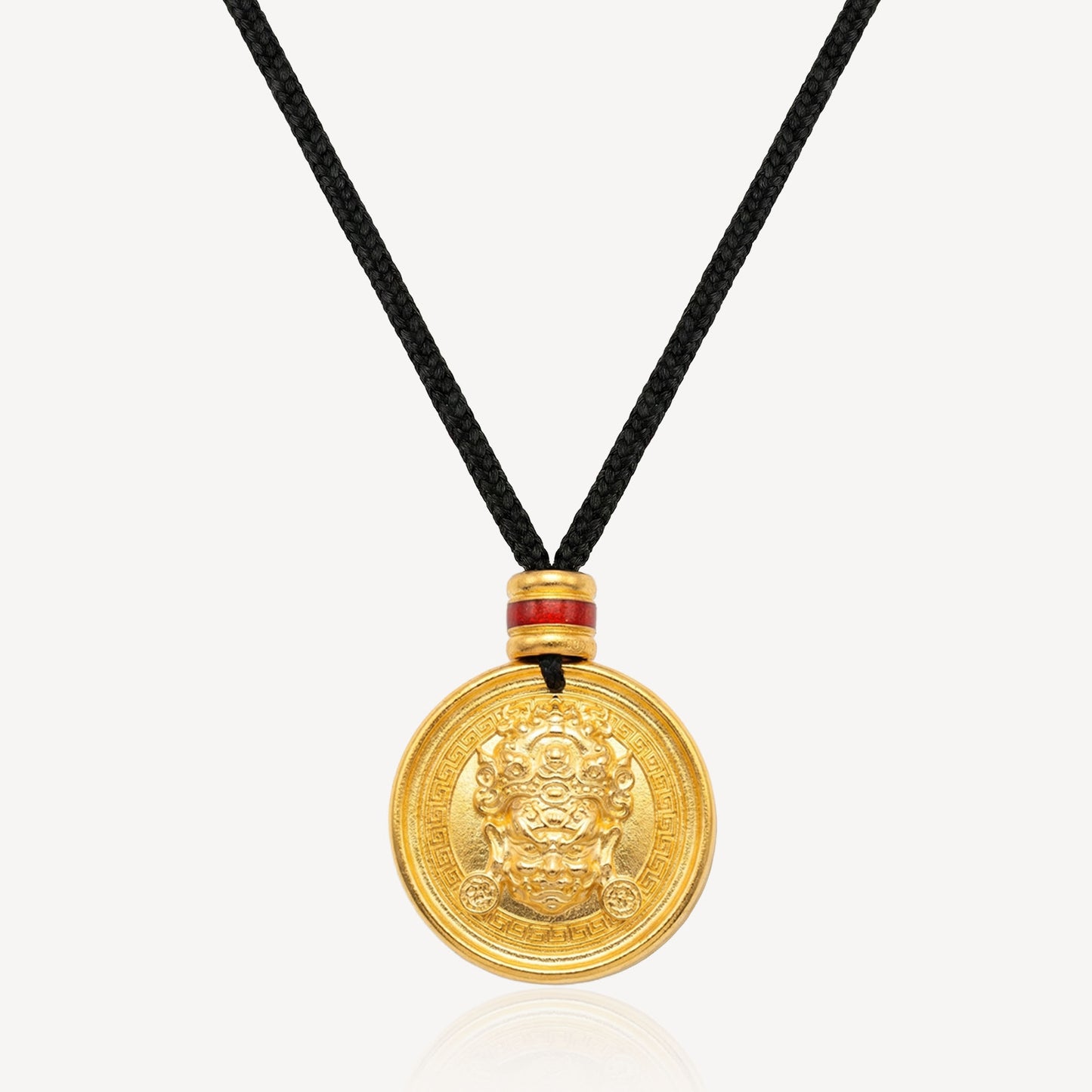 999 Gold Green Cai Shen Rope Necklace