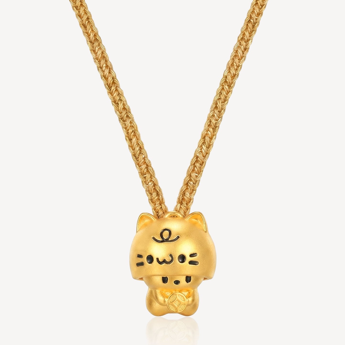 999 Gold Hidden Cat Necklace Rope