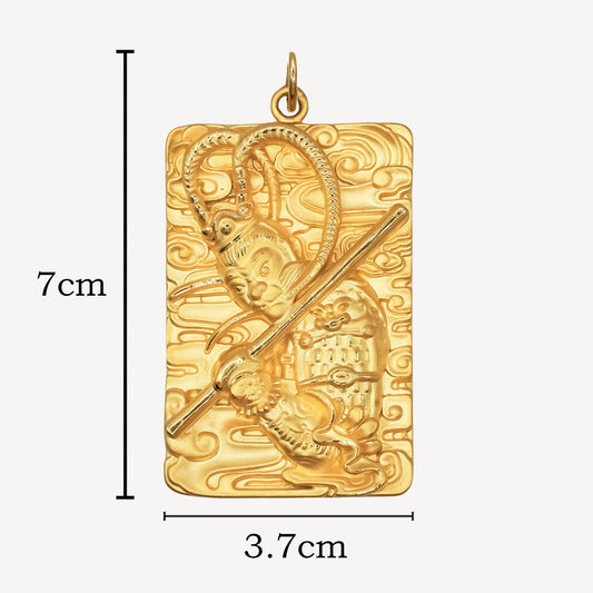 999 Gold Hollow WuKong Pendant