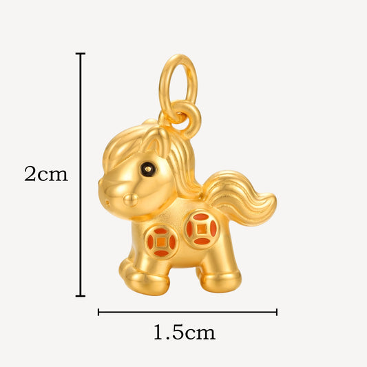 999 Gold Horse Coin Pendant