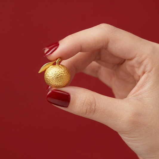 999 Gold Mandarin Orange Ornament (21mm) - Top Gold Shop Gold Jewellery in singapore