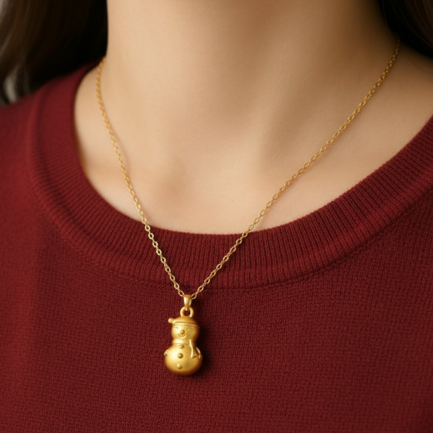 999 Gold Snowman Pendants