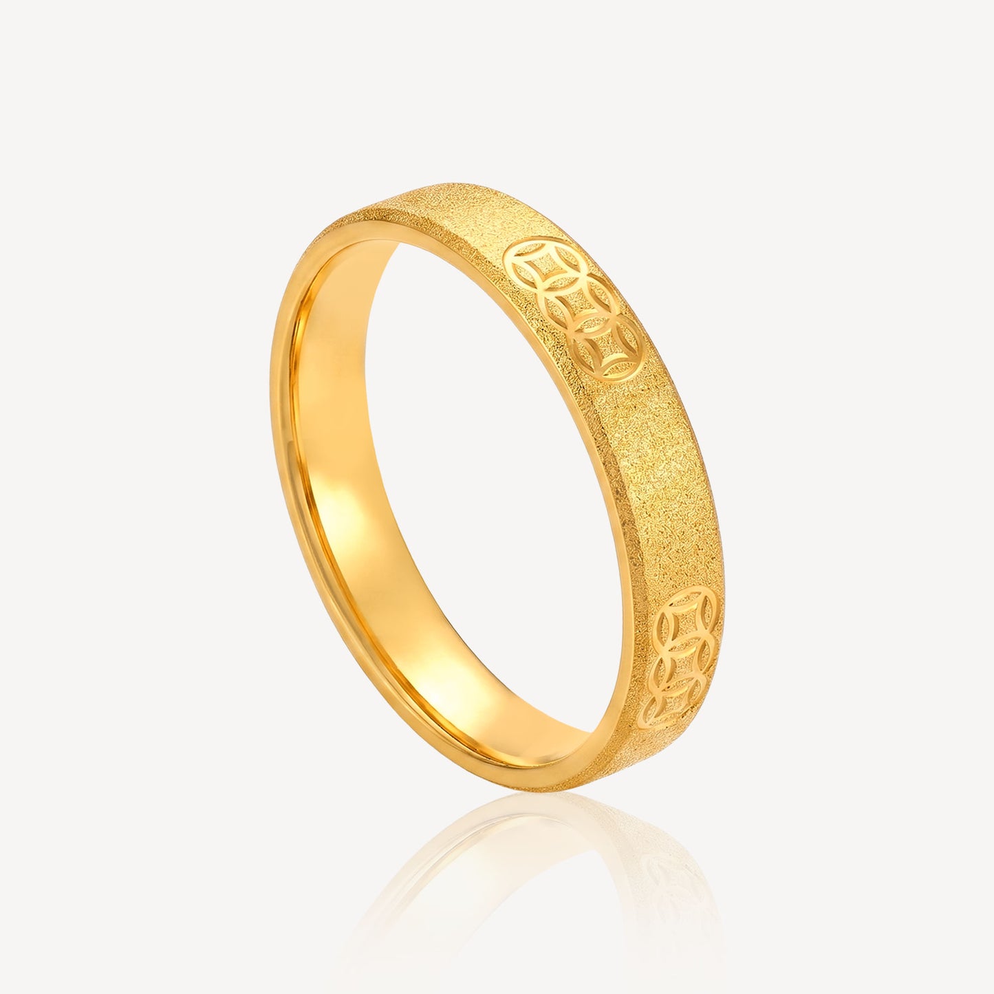 999 Gold 喷砂 3 Coin Ring