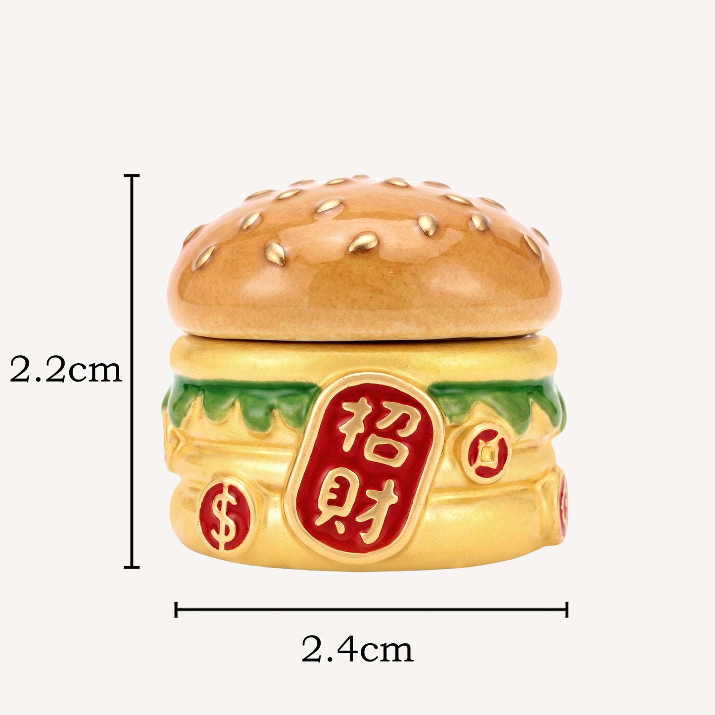 999 Gold 招财进宝 Hamburger Ornaments