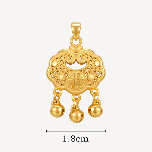 999 Gold 福 平安锁 Pendant - Top Gold Shop Gold Jewellery in singapore