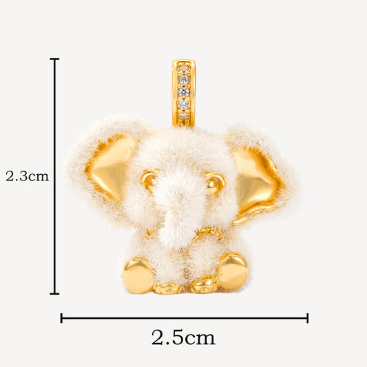 999 Gold 毛绒小象 Pendant